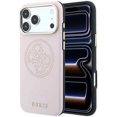 Etui GUESS Perforated 4G Gold Logo MagSafe do Apple iPhone 17 Pro Max/18 Pro Max Różowy
