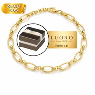 Bransoletki - BRANSOLETKA ZŁOTA 585 14K OGNIWA OWALNE I KÓŁECZKA 17,5 CM ELEGANCKA - miniaturka - grafika 1