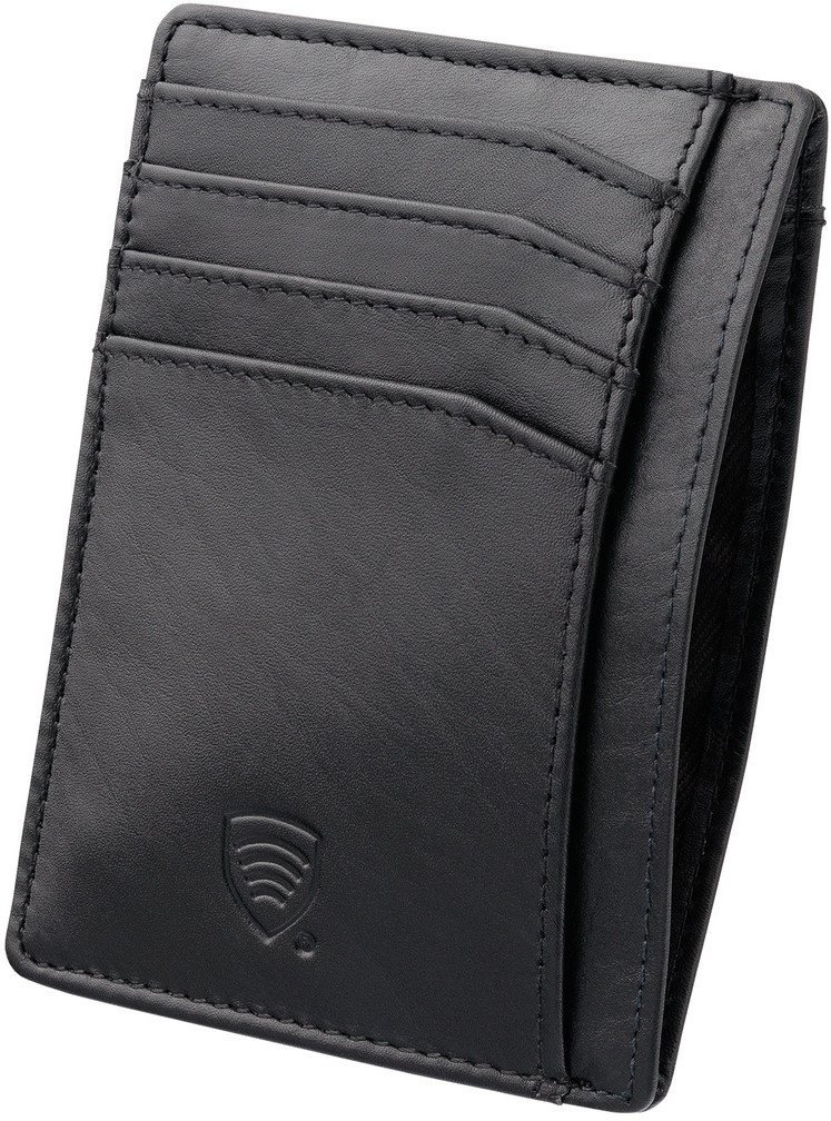 Skórzane etui na karty zbliżeniowe RFID do marynarki Czarny Uniwersalny