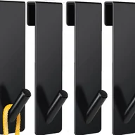 Wieszaki łazienkowe - Czteroczęściowy czarny wieszak na drzwi prysznicowe, 7-calowy wieszak na ręczniki ze stali nierdzewnej do zawieszania haczyków prysznicowych, z - miniaturka - grafika 1