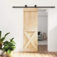Drzwi wewnętrzne - Drzwi przesuwne z osprzętem, 70x210 cm, lite drewno sosnowe 8721012081314 - miniaturka - grafika 1
