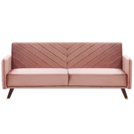 Sofy i kanapy - Beliani Sofa rozkładana welurowa różowa SENJA - miniaturka - grafika 1