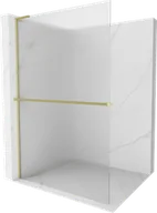 Ścianki i drzwi prysznicowe - Mexen Kioto+ L ścianka prysznicowa z półką Walk-in 80 x 200 cm, prążki, złota szczotkowana - 800-080-123-55-09 - miniaturka - grafika 1