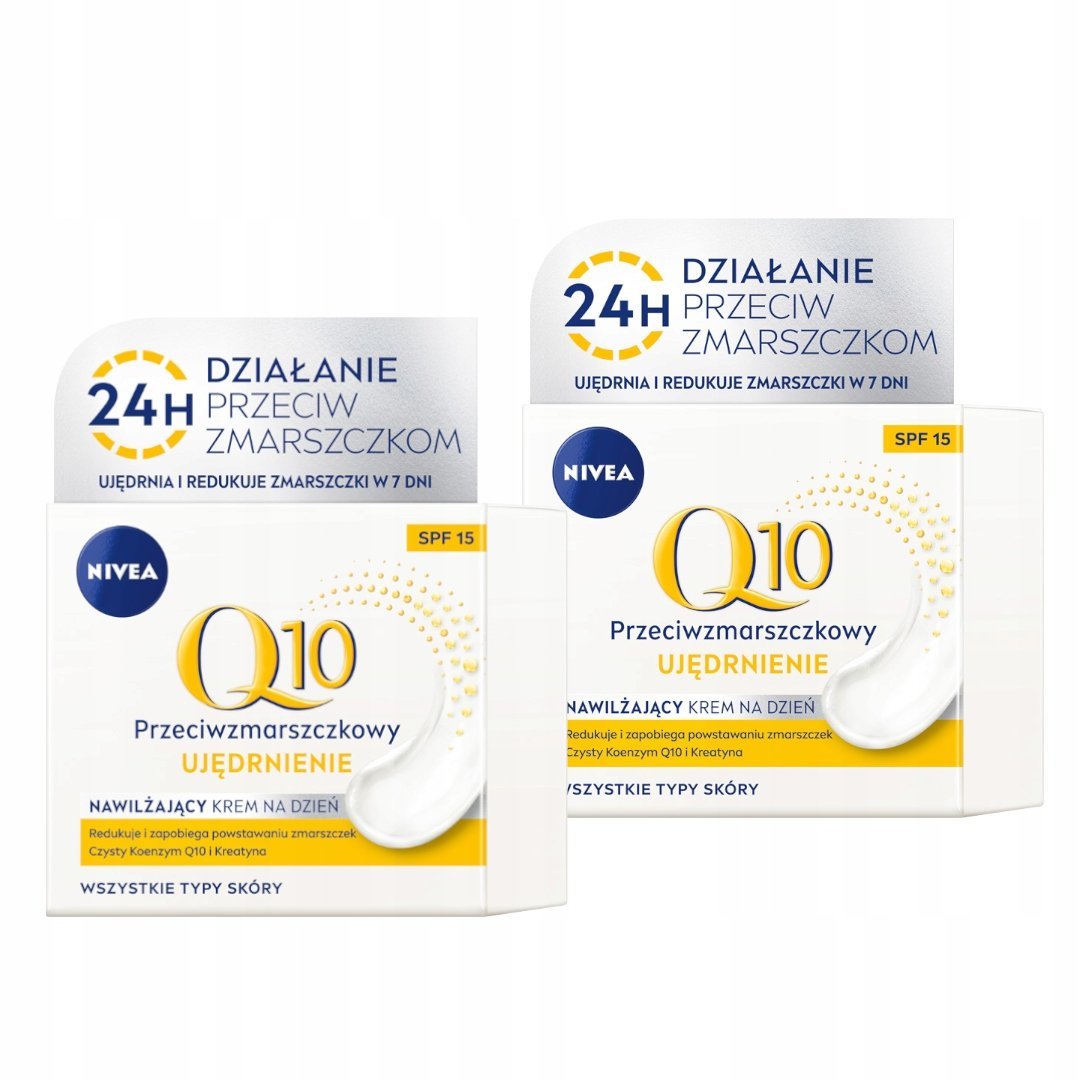 NIVEA Q10 Krem przeciwzmarszczkowy z filtrem uv SPF15 i kreatyną 50ml x 2