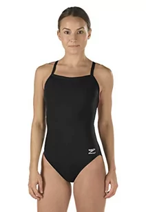 Speedo Damski kostium kąpielowy jednoczęściowy wytrzymałość + Flyback jednolite kolory drużyny dla dorosłych Czarny/Czarny 38 - Stroje kąpielowe - miniaturka - grafika 1