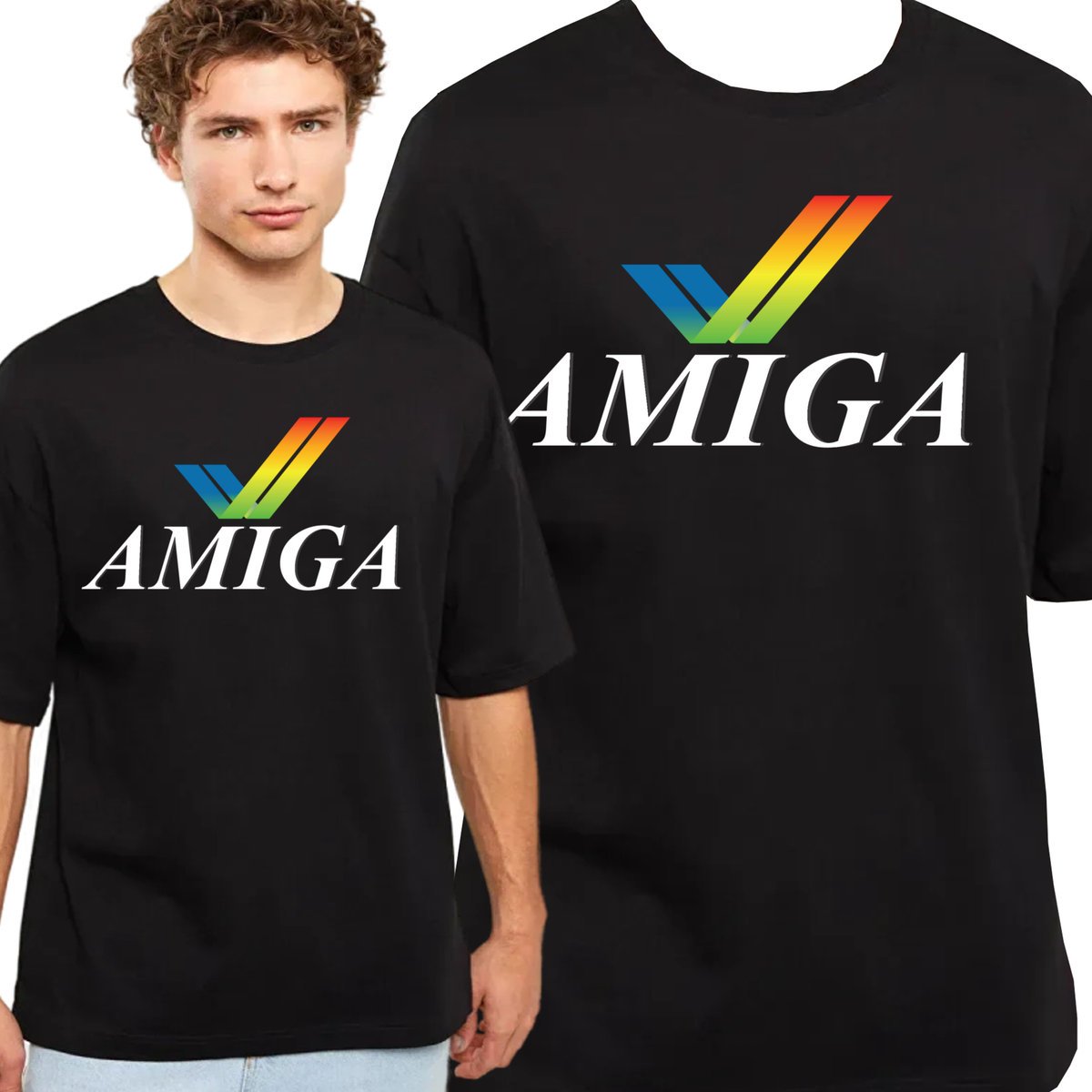 0253 T-Shirt KOSZULKA AMIGA RETRO PREZENT JAKOŚĆ BAWEŁNA GRA L CZARNA