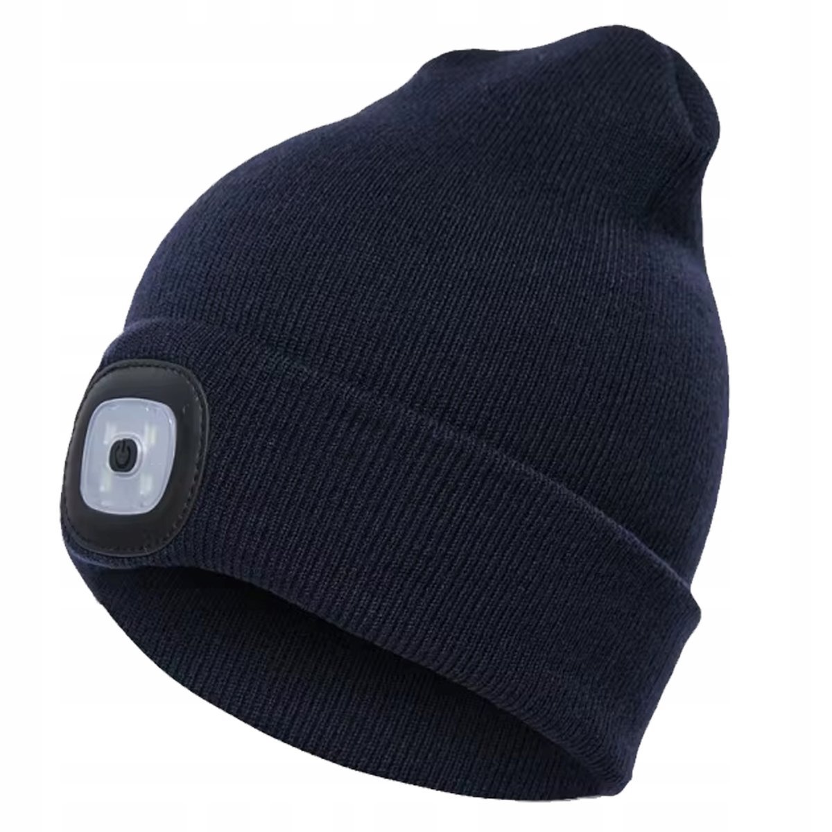 Czapka Zimowa z Latarką Lampką Czołową LED Ładowanie USB PRODUKT PL granat