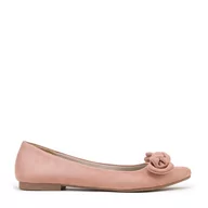 Półbuty męskie - Damskie baleriny z ekozamszu z kokardą - miniaturka - grafika 1