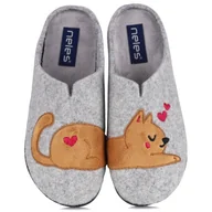 Kapcie damskie - Pantofle damskie hiszpańskie Neles T89-27319 GRIS R.39 - miniaturka - grafika 1
