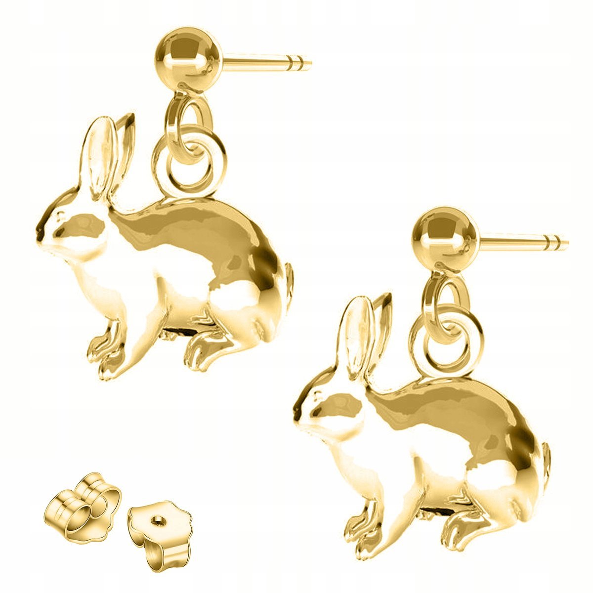 Złote Kolczyki Królik Zwierzę Króliki Zające Zajączki Zając SREBRO 925