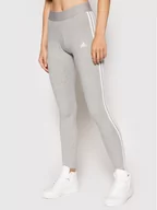 Spodnie damskie - Adidas Legginsy Essentials 3-Stripes GV6017 Szary Slim Fit - miniaturka - grafika 1