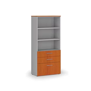 Szafa biurowa z kombinowanymi szufladami PRIMO GRAY, 1781 x 800 x 420 mm, szary/czereśnia - Szafy biurowe - miniaturka - grafika 1