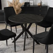 Stoły - Stół Okrągły LAUREN 90 cm Czarny Loft Nowoczesny - miniaturka - grafika 1