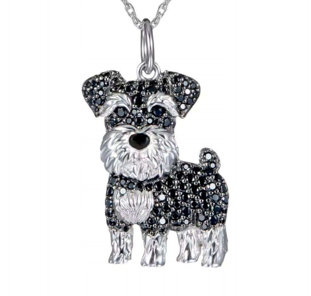 Naszyjnik Łańcuszek z Sznaucerem Pies Sznaucer Diamentowy Piesek Schnauzer