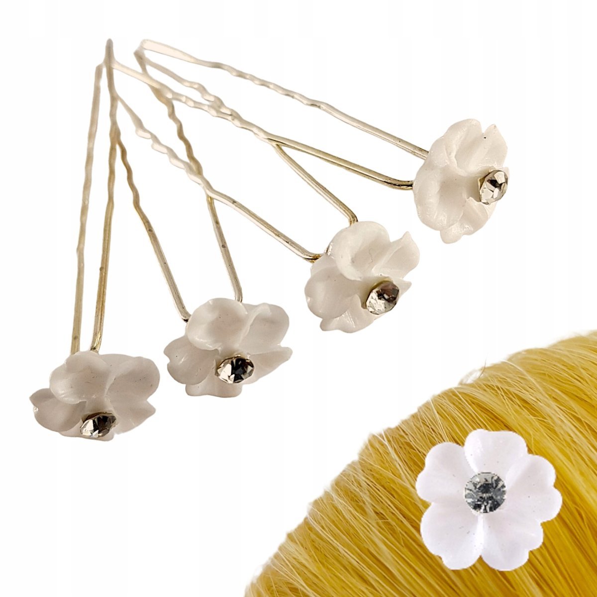 Spinki do koka Kokówki ozdobne z cyrkoniami Kwiatki