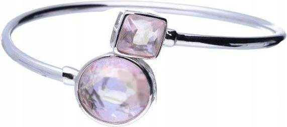 Srebrna bransoletka bangle 925 sztywna z różowymi cyrkoniami 8,36g modna