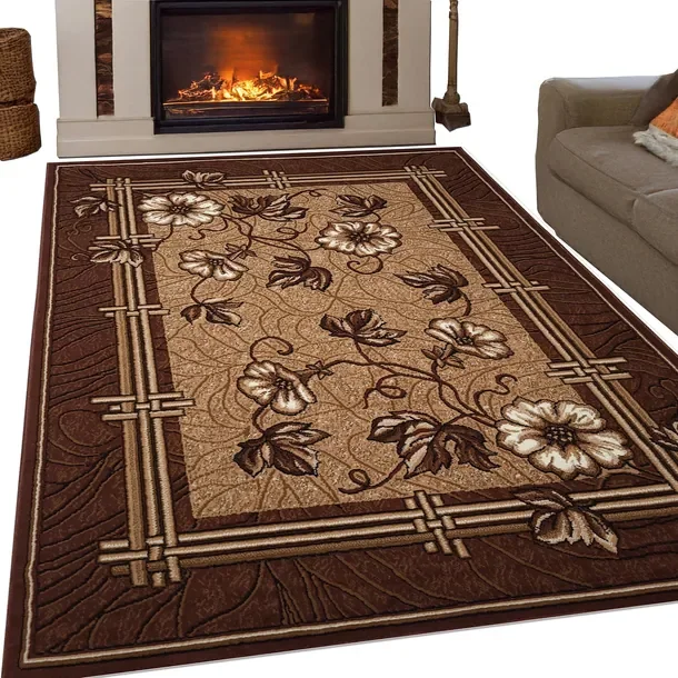 Nowoczesny Dywan 200x300 2x3 Szare Brązowy Bordo Alfa BCF Shiraz do Pokoju