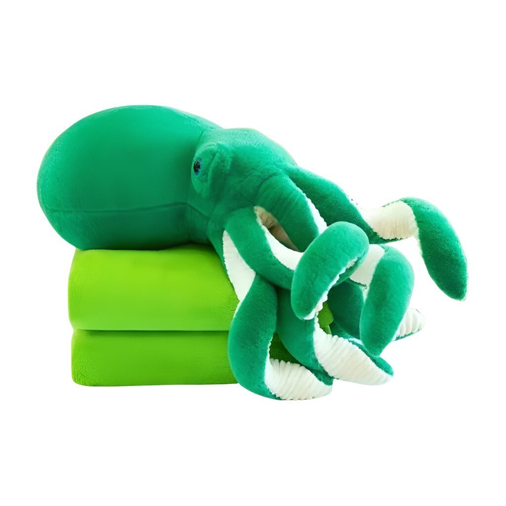 MASKOTKA OŚMIORNICA 3W1 ZIELONA Z KOCEM I PODUSZKĄ – PLUSZAK 35 CM + KOCYK 160x100 CM