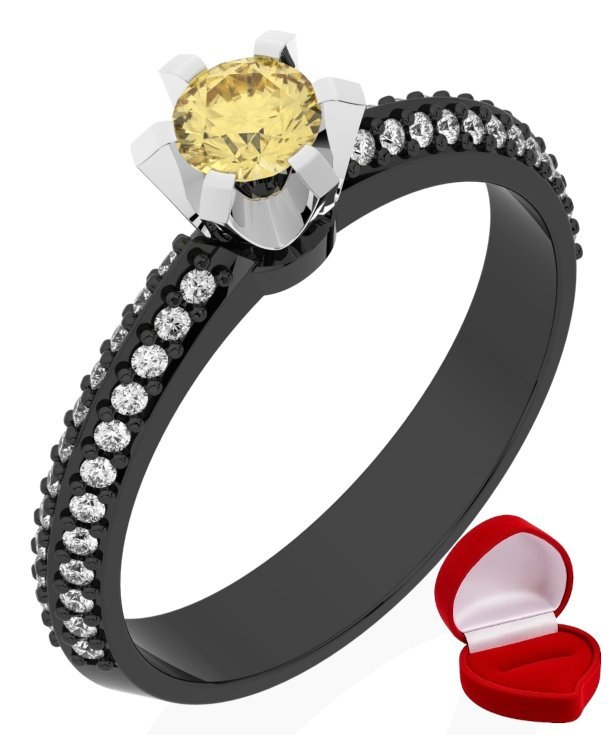 ZŁOTY PIERŚCIONEK ZARĘCZYNOWY 585 14k SZAFIR 0,24 ct CZARNE ZŁOTO R23