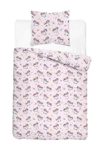 Pościel młodzieżowa 140x200 różowa w jednorożce z tęczą i gwiazdkami - Cotton Junior Basic Collection - Pościel dla dzieci Pościel młodzieżowa 140x200 różowa w jednorożce z tęczą i gwiazdkami - Cotton Junior Basic Collection - Pościel dla dzieci - miniaturka - grafika 1
