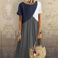 Sukienki - Sukienka z łączonych elementów - Szary S - miniaturka - grafika 1