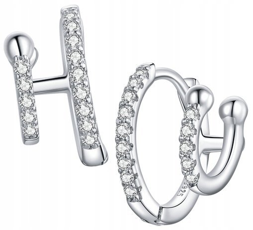 Kolczyki Srerbne Kolczyki Kółka Podwójne Srebro 925 Kolczyki Trusky