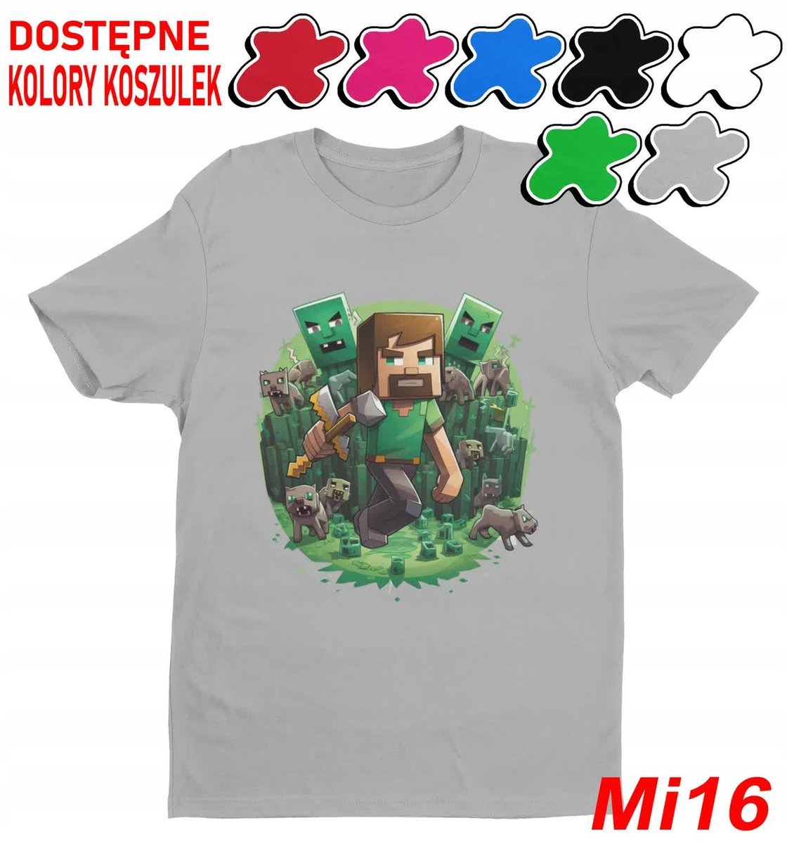 Koszulka Dziecięca Z Nadrukiem Dla Fana Mainkraft Gry Wzory -L 146-152