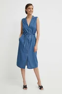 Sukienki - Pepe Jeans sukienka MAGGIE kolor niebieski midi prosta PL953512 - miniaturka - grafika 1