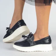 Mokasyny damskie - Granatowe skórzane Polskie mokasyny damskie Simen 4579a - miniaturka - grafika 1