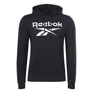 Bluzy męskie - Reebok Męska bluza z długim rękawem z dużym logo, czarna, XL, Czarny, XL - miniaturka - grafika 1