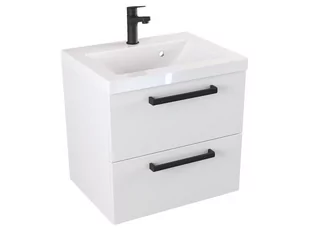 Szafka Wisząca Z Umywalką ATH 50 cm - Biały Mat - Uchwyty Czarne Matowe - Szafki łazienkowe - miniaturka - grafika 1