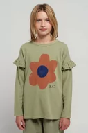 Bluzki dla dziewczynek - Bobo Choses longsleeve bawełniany dziecięcy kolor zielony - miniaturka - grafika 1