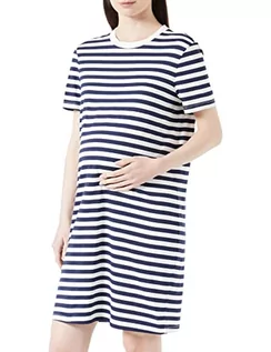 Sukienki - VERO MODA MATERNITY VMMMOLLY SS Noos krótka sukienka, granatowy/paski: śnieżnobiały, S - grafika 1