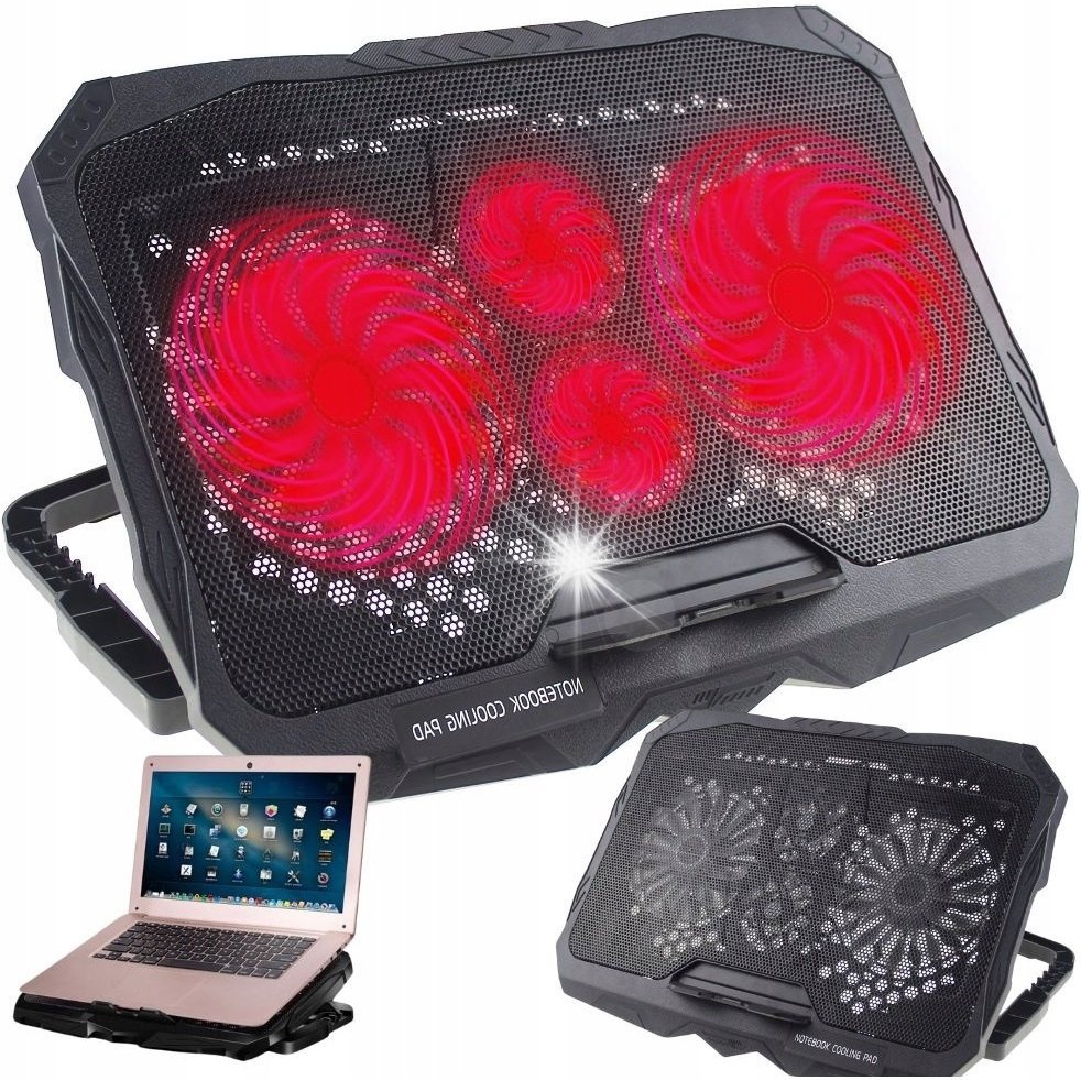 PODKŁADKA PODSTAWKA CHŁODZĄCA POD LAPTOPA LED REGULOWANA Z PORTEM USB