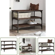 Szafki na buty - The Living Store Ławka na buty brązowy dąb 70x38,5x49 cm Materiał drewnopochodny - miniaturka - grafika 1