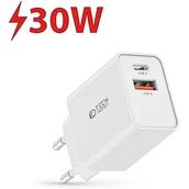 Ładowarki do telefonów - Ładowarka Sieciowa 30W PD USB-C + QC3.0 USB Tech-Protect NC30W biała - miniaturka - grafika 1