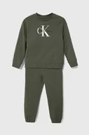 Dresy i komplety dla dziewczynek - Calvin Klein Jeans dres dziecięcy kolor zielony - miniaturka - grafika 1