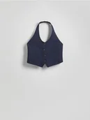 Marynarki i żakiety damskie - Reserved - Kamizelka z lnem - granatowy - miniaturka - grafika 1