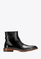 Półbuty męskie - Męskie trzewiki ze skóry naturalnej na płaskim obcasie czarne - miniaturka - grafika 1