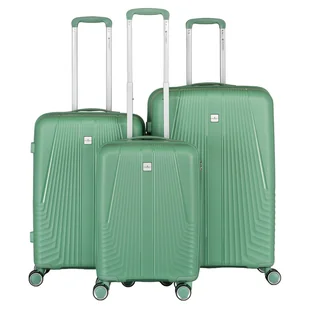 Zestaw walizek bagaż na kółkach mała średnia duża twarda ABS Peterson zielona - Walizki - miniaturka - grafika 1