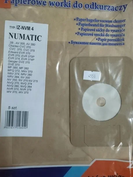 Worek do odkurzacza papierowy IZ-NVM 4 5 szt.