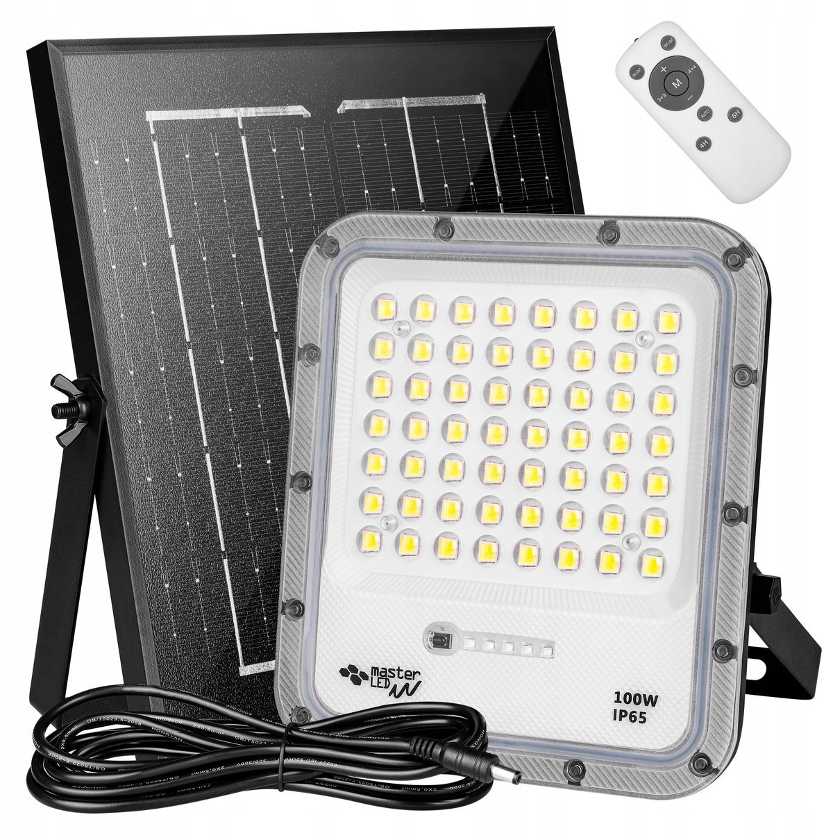 Lampa uliczna LED HALOGEN NAŚWIETLACZ SOLARNY 100W PANEL SOLARNY pilot