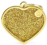 Odblaski i adresówki - Zawieszka Adresówka Identyfikator z grawerem dla psa i kota serce złote brokat - miniaturka - grafika 1