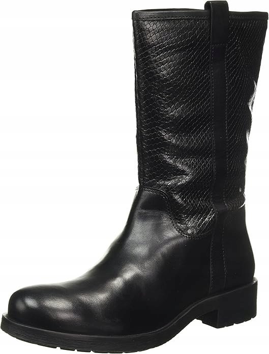 GEOX KOZAKI DAMSKIE CZARNE KLASYCZNE Z WZOREM ZWIERZECYM NA ZAMEK 38 Ż5E