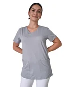 Bluzy damskie - Bluza Medyczna Szara Elastyczna Bawełna Roz. Xs - miniaturka - grafika 1