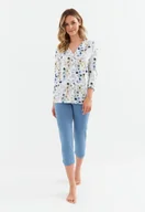 Piżamy damskie - Piżama 400 Biało-Niebieski (Rozmiar M) - miniaturka - grafika 1