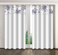 Zasłony - Zasłona gotowa na żabki, 160x250, biała w kwiaty, ZMO-057 - miniaturka - grafika 1