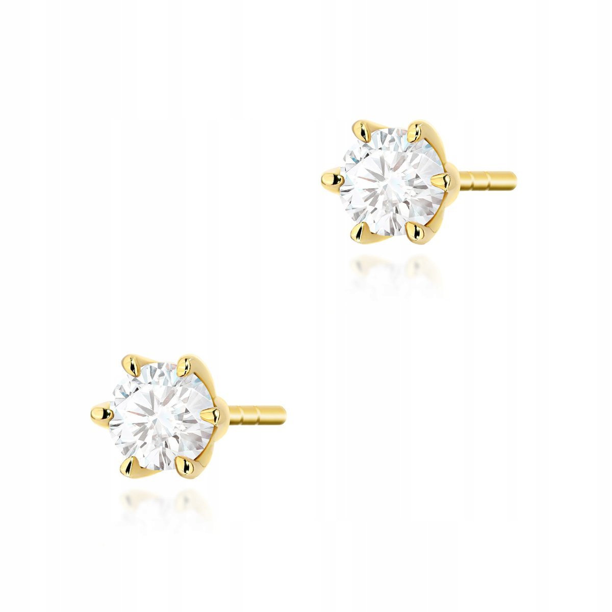 Złote kolczyki 585 z diamentami na sztyft 0.30ct okrągłe brylanty 14kt