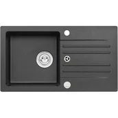 Zlewozmywaki - Genesis Foxtrot 130 zlewozmywak 75x42 cm granitowy czarny 9603291 - miniaturka - grafika 1