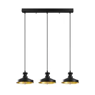 Lampy sufitowe - 3-punktowa liniowa listwa sufitowa Harvey z czarnymi kloszami i złotym wnętrzem - miniaturka - grafika 1